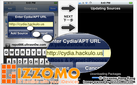 在 Cydia 內添加 Cydia.Hackulo.Us 軟體源 (Sources)